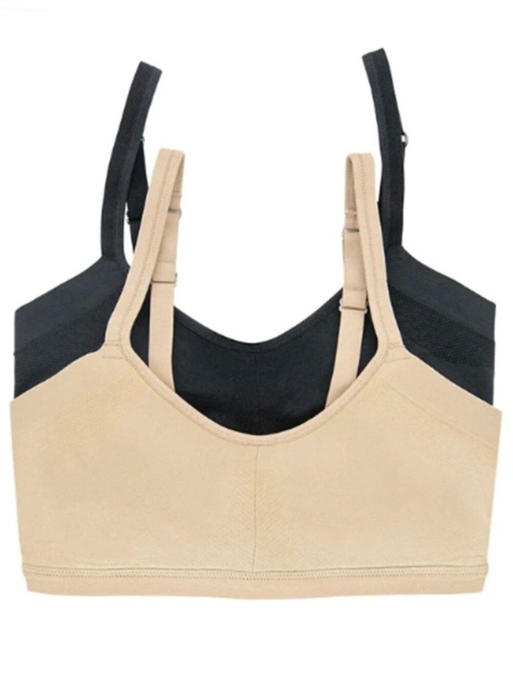 Felina Women's New Wireless Seamless Side Smoothing Bra 2-Pack Black Nude M